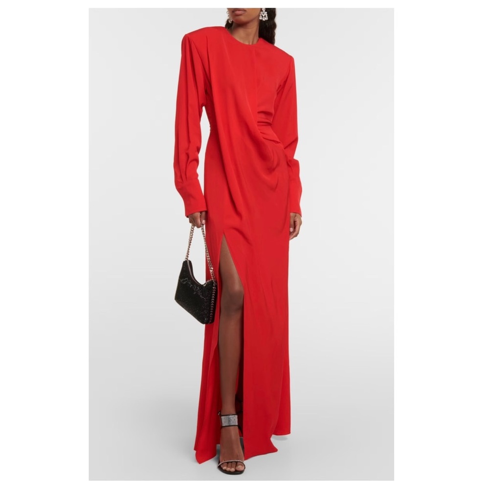 Stella McCartney Asymmetric Gathered Long Sleeve Gown